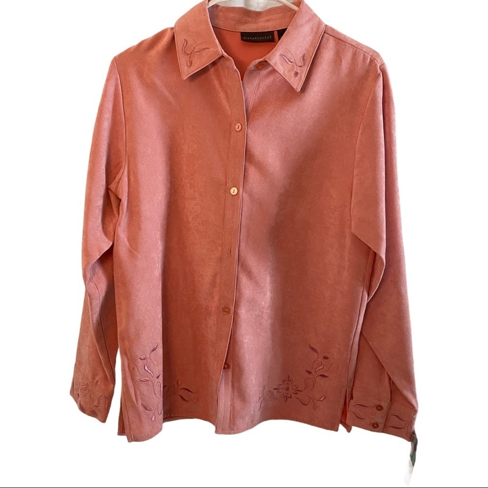 Relativity Pink Long Sleeve Jacket Shirt Women Sm